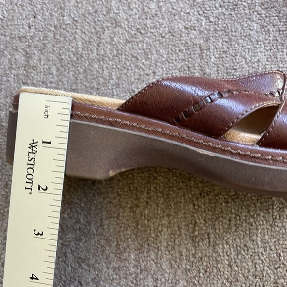 Clarks Brown Leather Cross Slides Comfort Sandals Size 8 - Picture 6 of 7